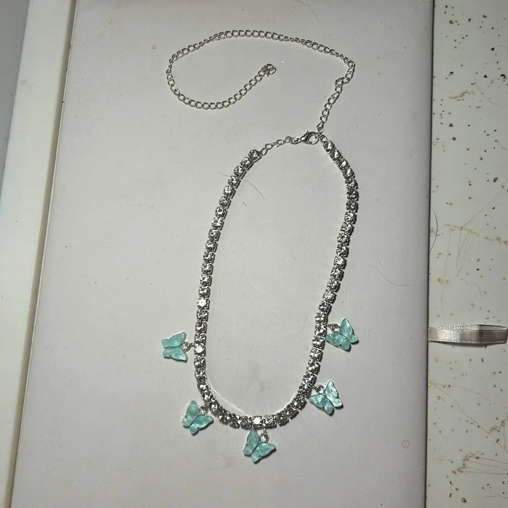 Butterflies & Rhinestone Necklace